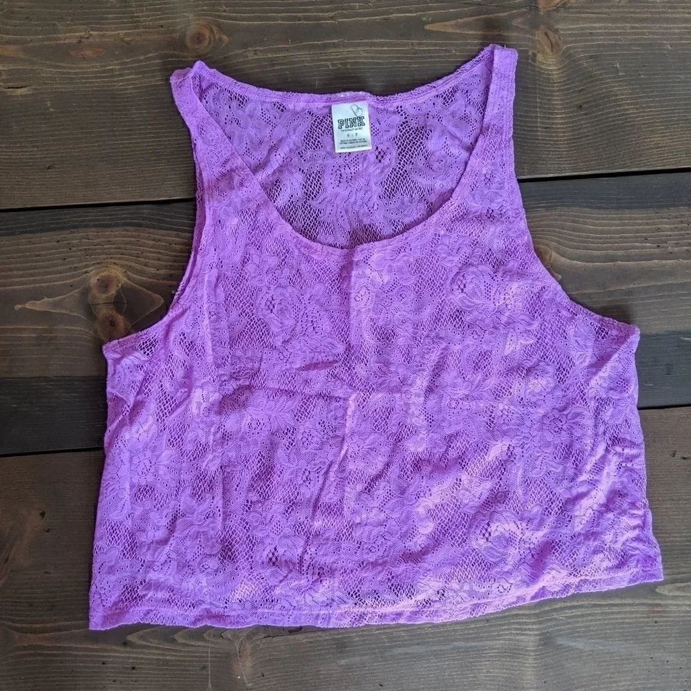 PINK Victoria's Secret lace purple crop top small